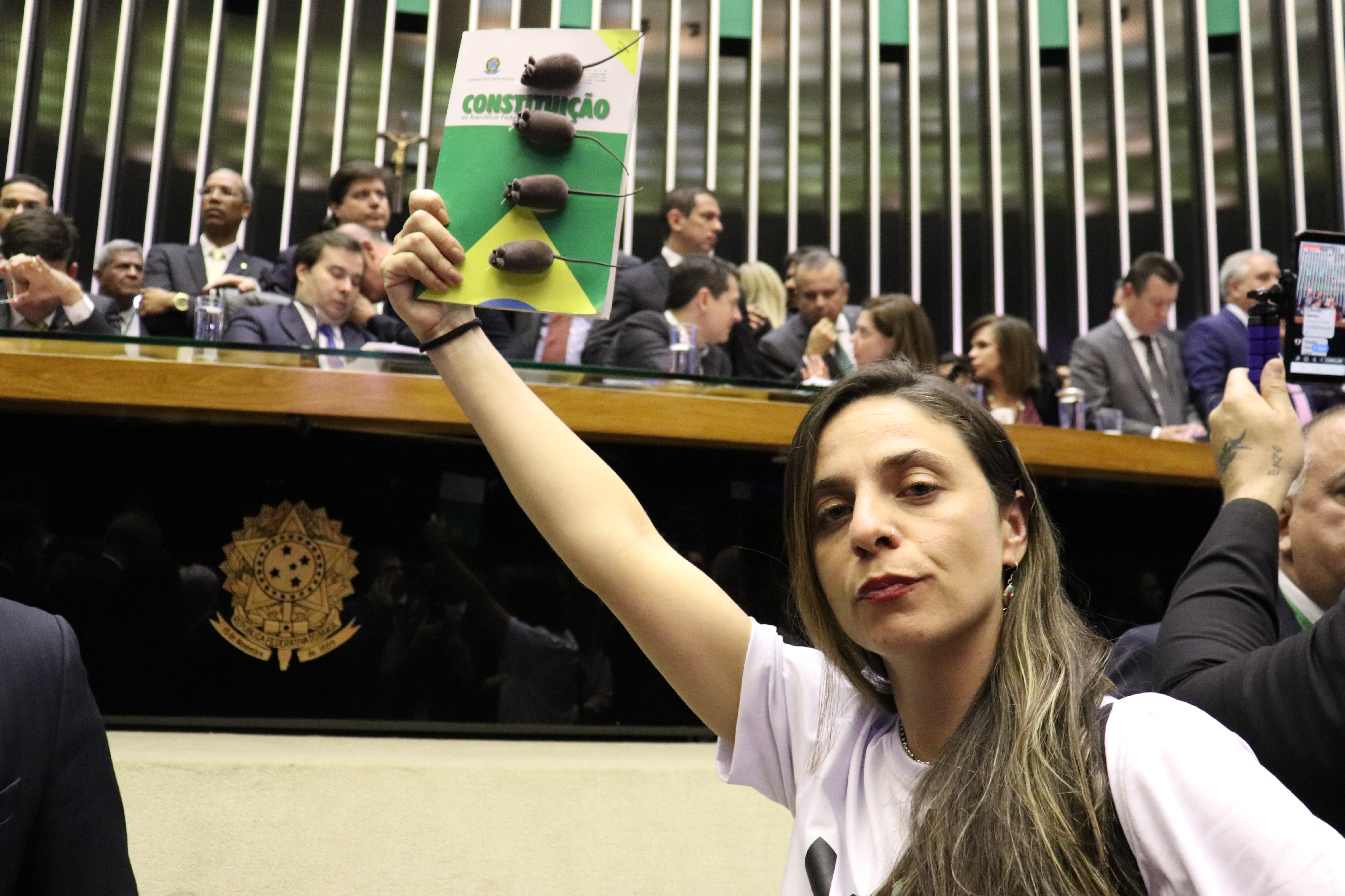 Em votação da Previdência, deputada Fernanda protesta contra a política do ‘toma lá, dá cá’ de Bolsonaro